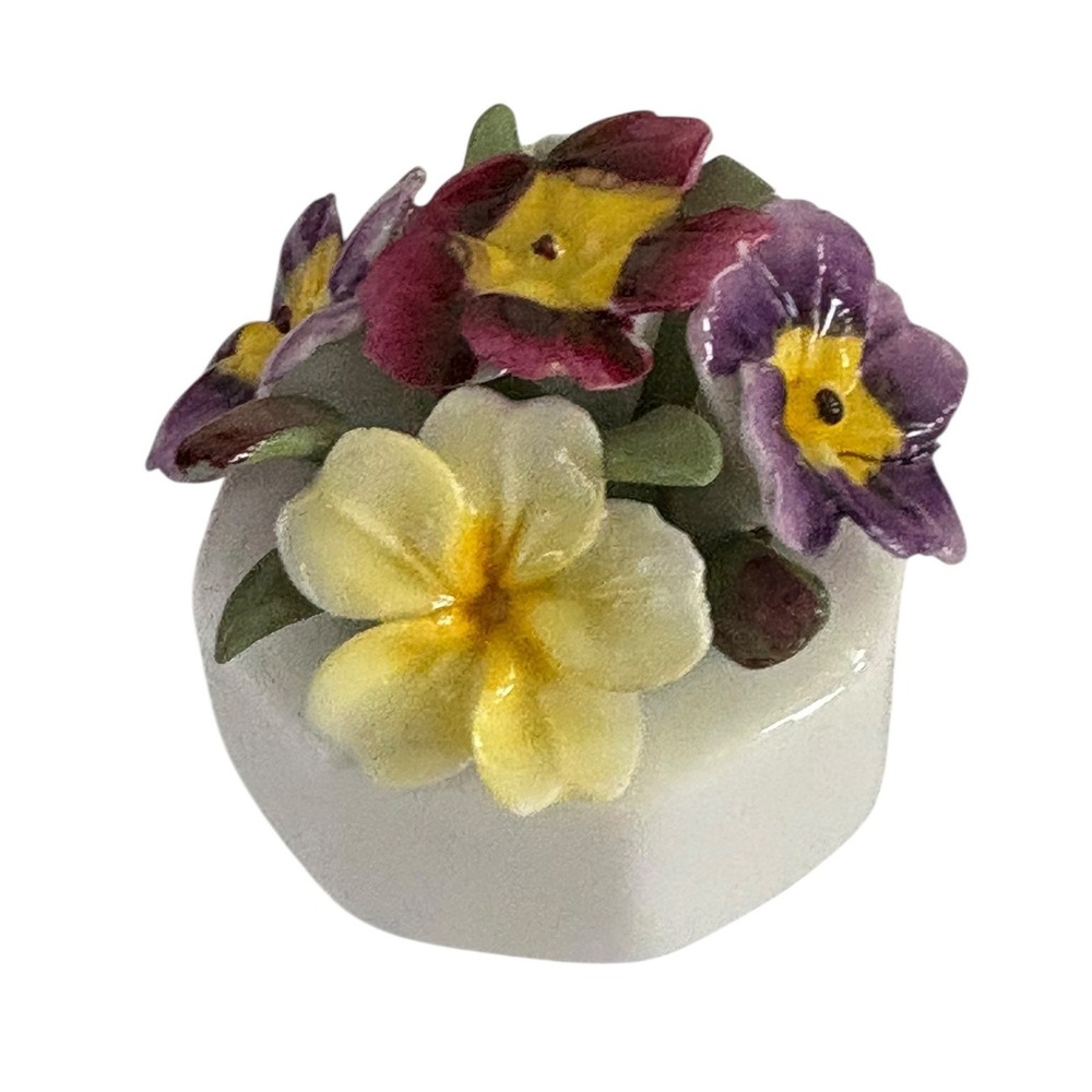 Aynsley England Fine Bone China Hand‎ Painted Pansy Floral Figurine Miniature